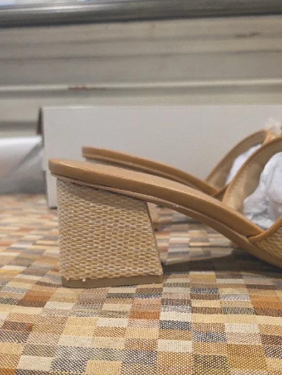A New Day Woven Tan Slide Sandals with Crystal Buckle - Picture 2 of 5